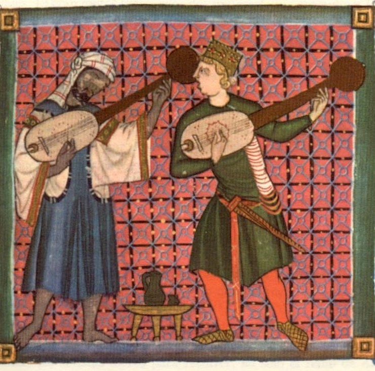 Pintura con trobadores e poetas medievais