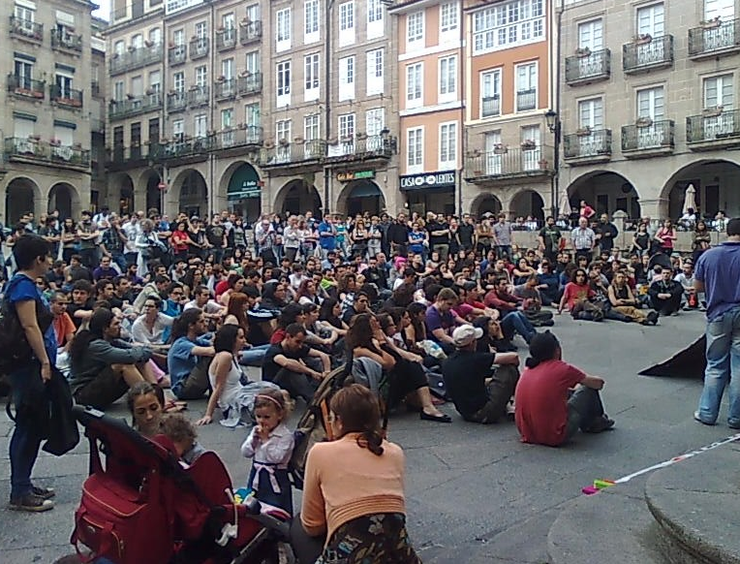 Protesta dos indignados do 15M en Ourense en 2011 