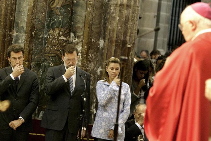 Feijóo, Rajoy e Cospedal nun acto na Catedral de Santigo 