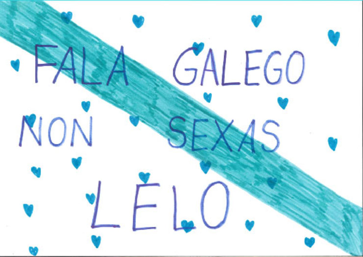 Cartel sobre o uso do galego que está nun centro de Panxón e do que Galicia Bilingüe pediu a súa retirada