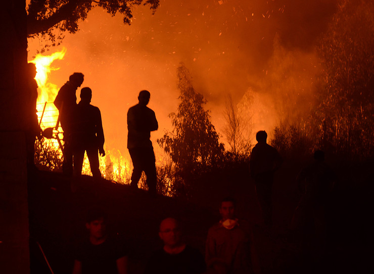 Inferno desatado en Nigrán, en plena onda de incendios en Galicia a mediados de outubro de 2017 