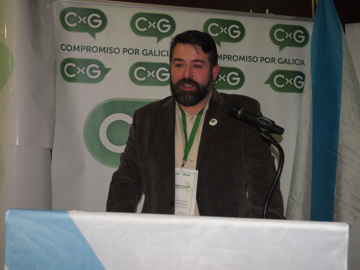 Xoán Carlos Piñeiro, no seu discurso de investidura como secretario xeral de Compromiso por Galicia / CxG.