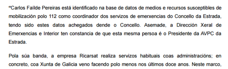 Extracto da resposta da Vicepresidencia sobre Carlos Faílde no Parlamento 