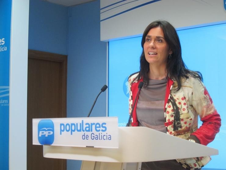 Paula Prado (PPdeG) en rueda de prensa en la sede