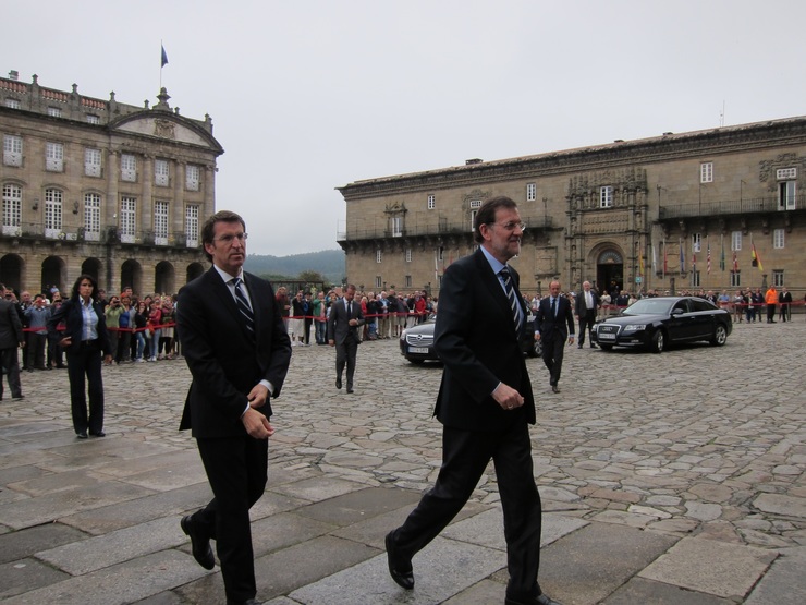 Alberto Núñez Feijóo E Mariano Rajoy Á súa Chegada Á Catedral