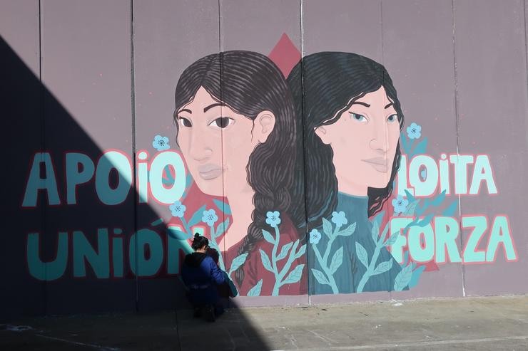 Mural realizado polas internas da prisión da Lama contra a violencia de xénero 