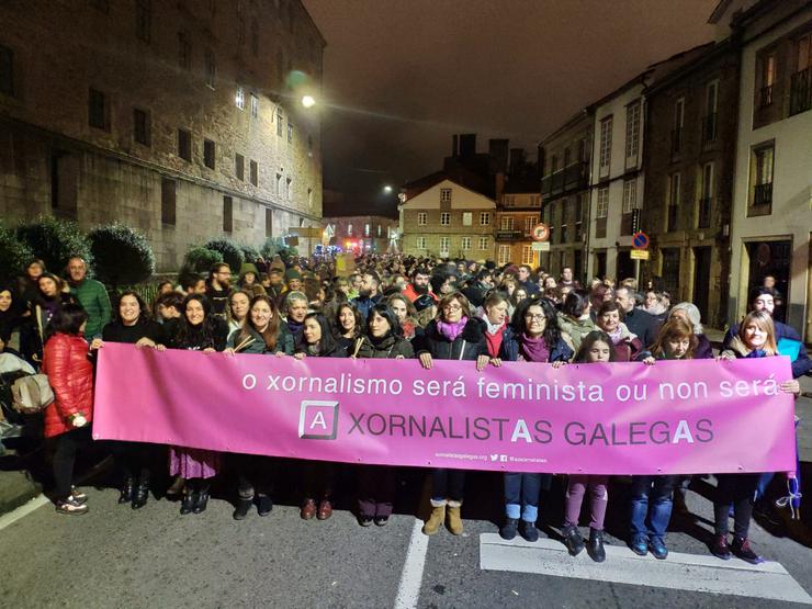 Xornalistas Galegas, na manifestación do 8M de 2020, Día Internacional da Muller 