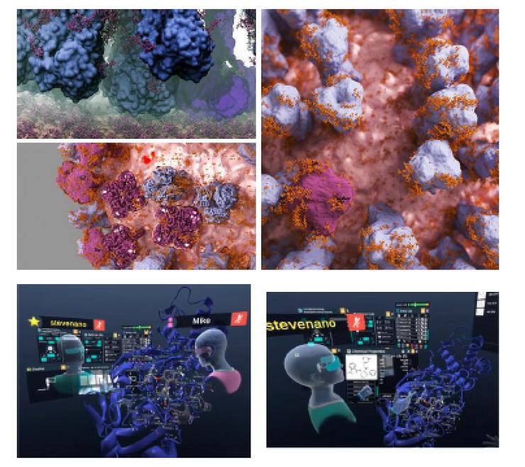 Imaxes de realidade virtual da estructura das proteínas do coronavirus SARS-CoV-2 
