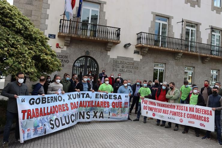 Protesta de traballadores das Pontes en demanda dun convenio de "transición xusta". CIG / Europa Press
