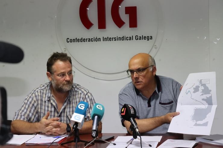 Paulo Carril na rolda de prensa deste martes en Vigo.. CIG / Europa Press