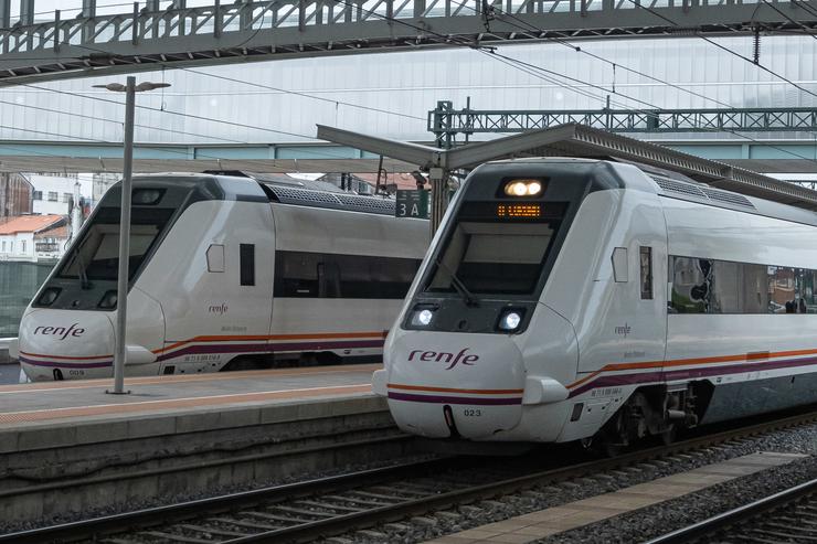Trens de proximidade parados nas vías da estación de trens / César Argina - Arquivo 