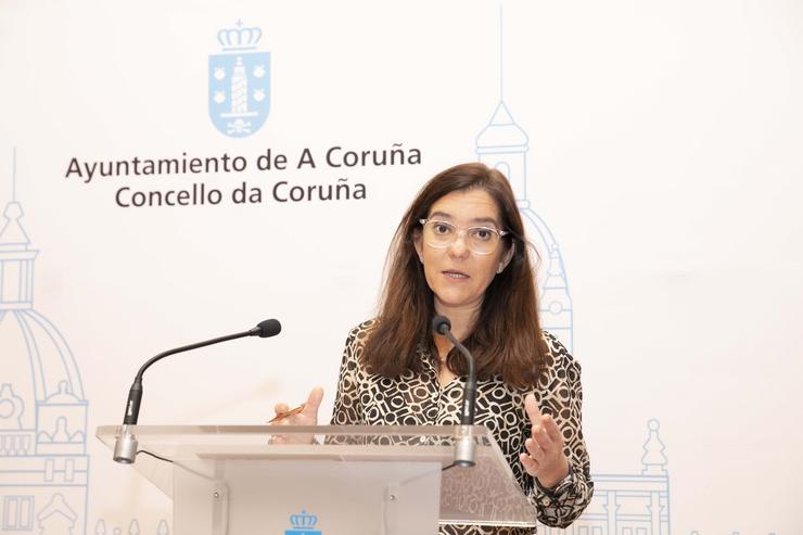 A alcaldesa da Coruña, Inés Rey, en rolda de prensa / Andy Pérez - Arquivo