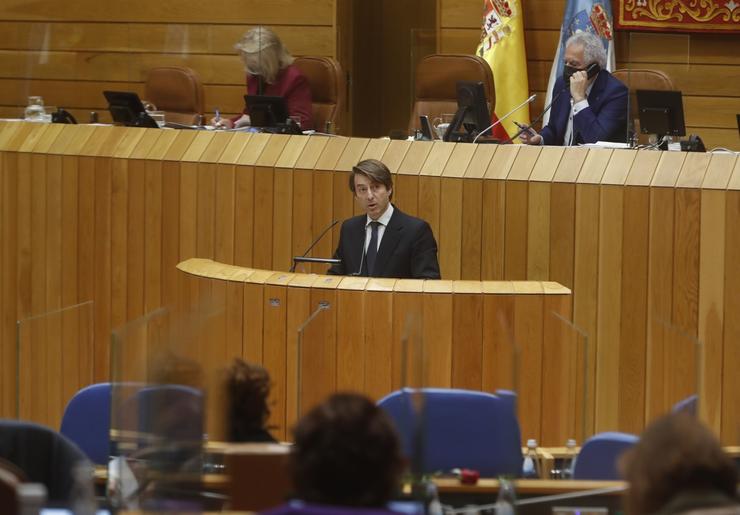O conselleiro de Facenda e Administración Pública, Miguel Corgos, no Parlamento de Galicia. XUNTA DE GALICIA / Europa Press