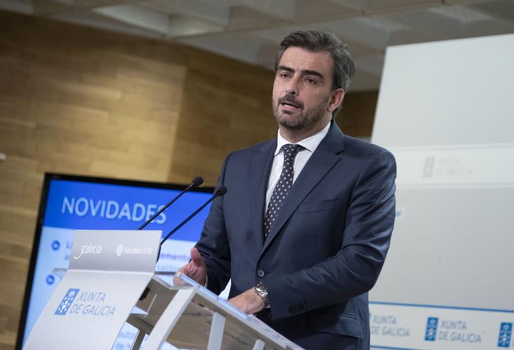 O vicepresidente segundo da Xunta, Diego Calvo, explica os detalles da nova lei galega do xogo.. XUNTA 
