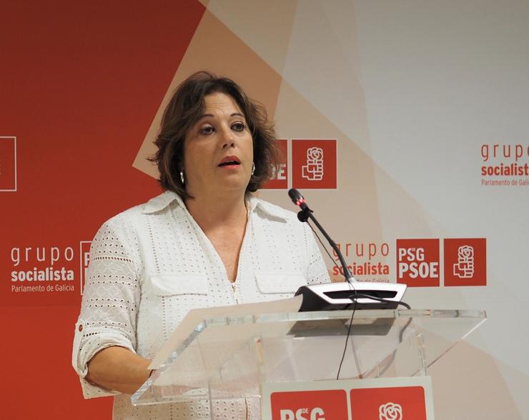 A viceportavoz parlamentaria do PSdeG, Begoña Rodríguez Rumbo, en rolda de prensa 