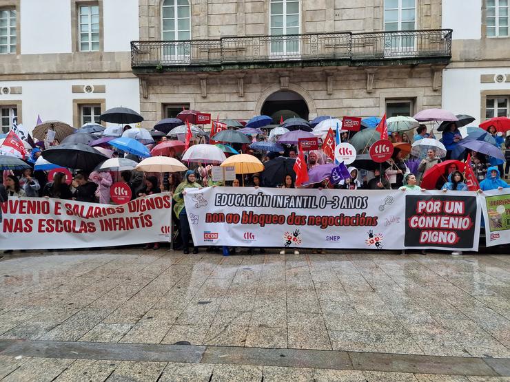 Imaxe da manifestación de educadoras infantís en Vigo. 