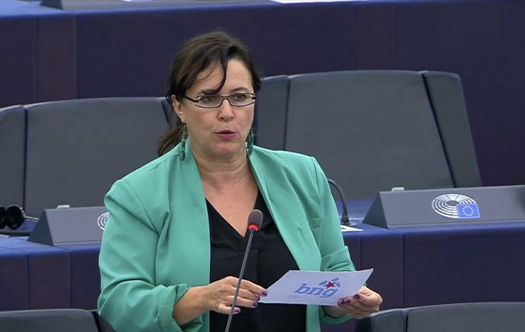 A eurodeputada do BNG, Ana Miranda, nunha intervención parlamentaria.. BNG 