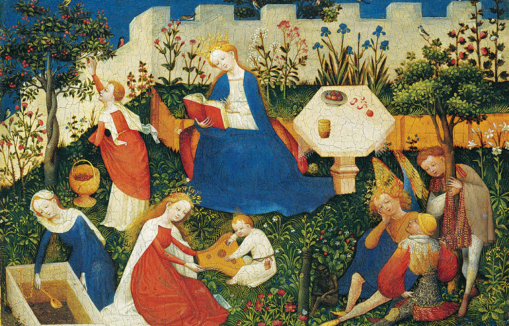 Detalle de 'Pequeno Xardín do Paraíso', de Upper Rhenish (c. 1410-20, Frankfurt, Alemania) 