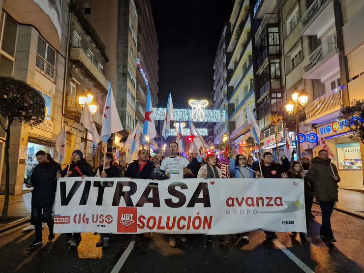 Traballadores de Vitrasa manifestándose en Vigo. PEDRO DAVILA-EUROPA PRESS