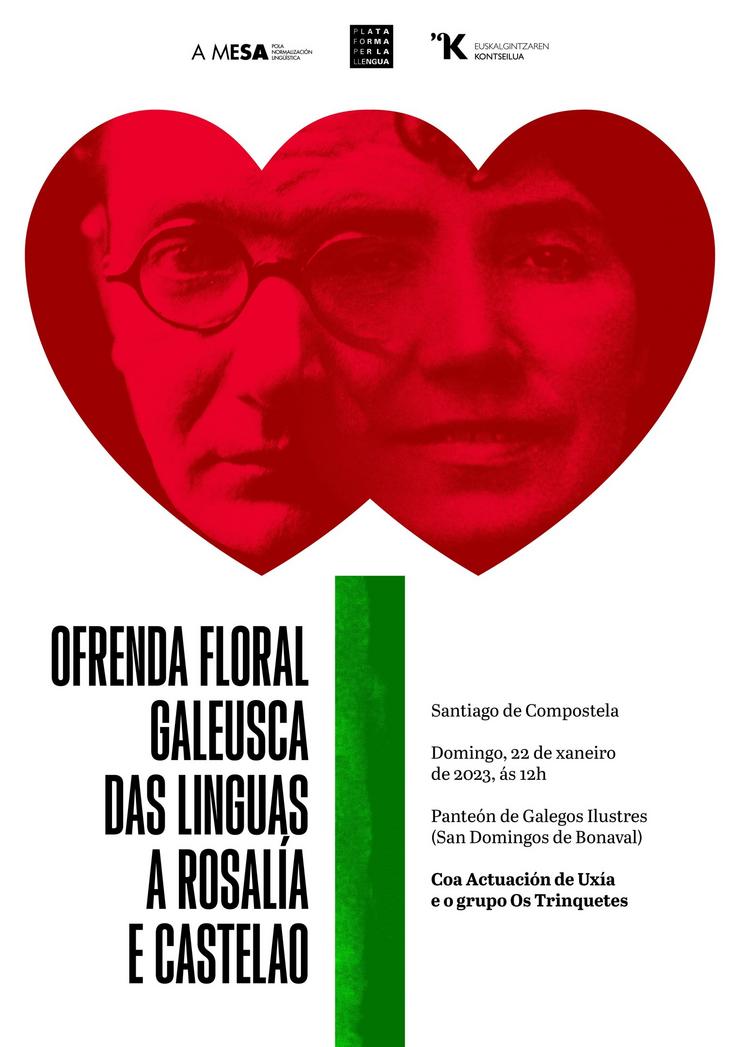 Cartel do acto organizado o 22 de xaneiro pola Mesa pola Normalización Lingüística. A MESA / Europa Press