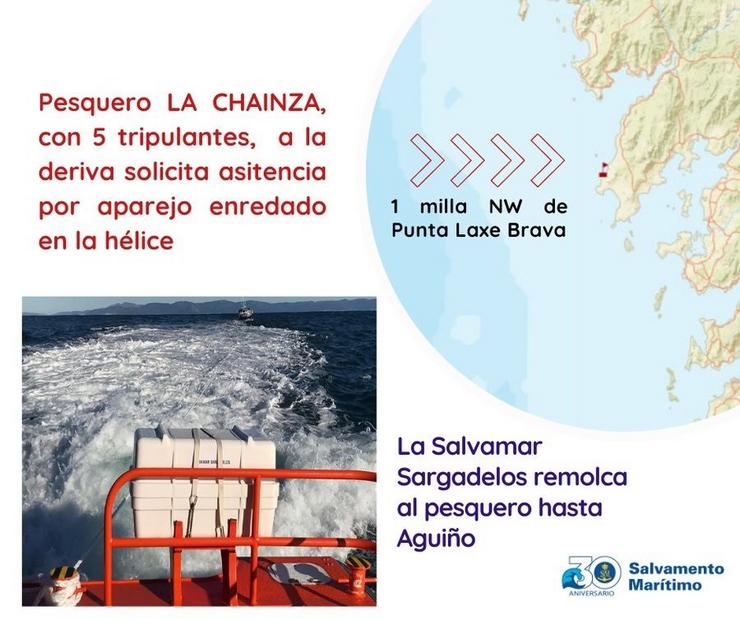 Remolcado a Ribeira un pesqueiro con cinco tripulantes ao enredarse o aparello na hélice. SALVAMENTO MARÍTIMO / Europa Press