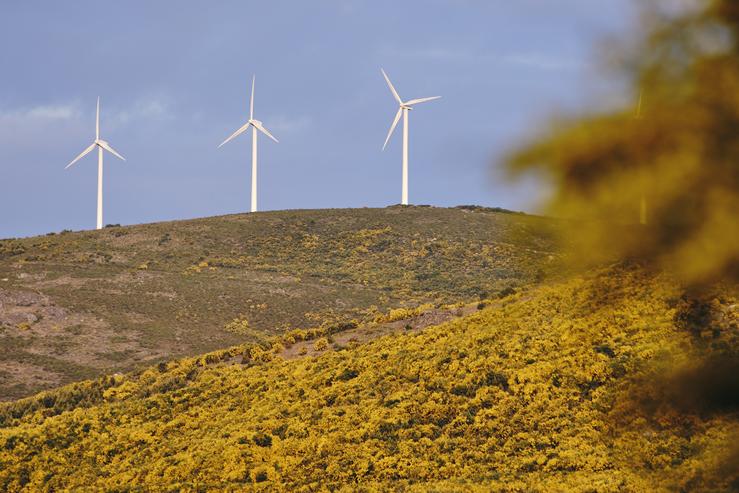 Aeroxeradores no parque eólico de Serra do Larouco, a 31 de maio de 2023, en Esgos, Ourense, Galicia (España). O mercado transaccional no sector das enerxías renovables en España rexistrou no catro primeiros meses do ano un total de 5. Agostime - Europa Press / Europa Press