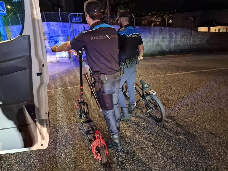 Patinete e bicicleta intervida en Poio (Pontevedra).. POLICÍA LOCAL POIO 