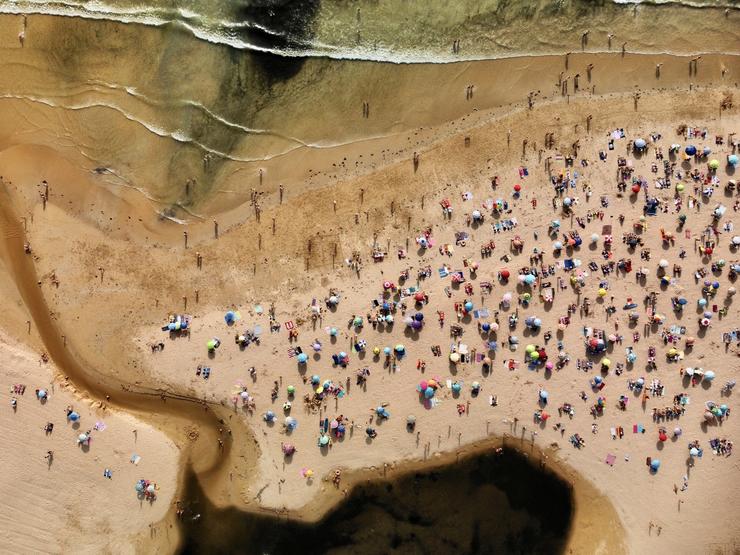 Imaxe aérea da praia de Panxón, en Nigrán (Pontevedra). Agostime - Europa Press 