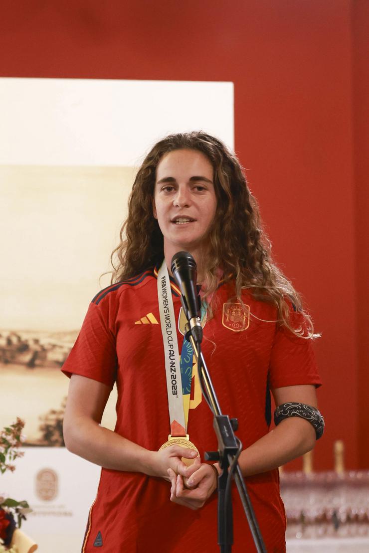 A xogadora da Selección Tere Abelleira nun acto en Pontevedra este xoves.. Beatriz Ciscar - Europa Press 