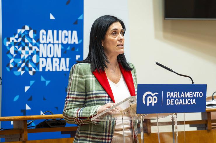 A secretaria xeral do PPdeG, Paula Prado, en declaracións aos medios.. PPDEG