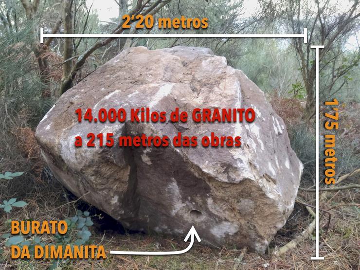 Veciños da contorna do Monte Acibal achan unha pedra dunhas 14 toneladas preto das obras dun eólico 