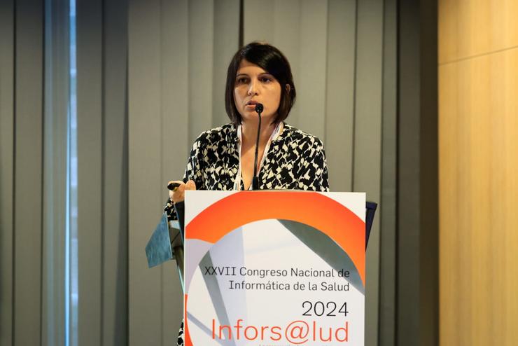 A responsable de Cardiología do CHUF, Raquel Marzoa, no XXVII Congreso Nacional de Informática na Saúde 'Infors@lud', celebrado en Madrid.. CHUF 