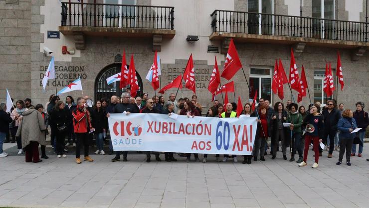 Delegados e delegadas de CIG-Saúde mobilízanse ante a Delegación do Goberno en Galicia. CIG 