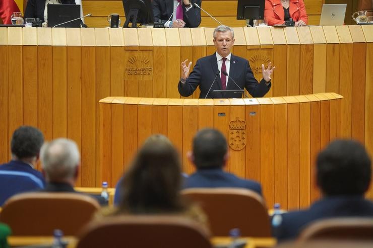 Alfonso Rueda intervén no Parlamento de Galicia, durante o debate da investidura.. ÁLVARO BALLESTEROS