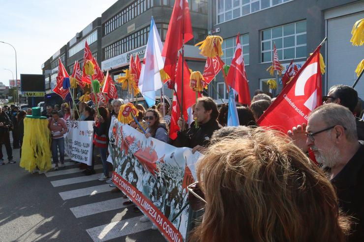 Protesta de traballadoras do sector da limpeza na Coruña. CIG 