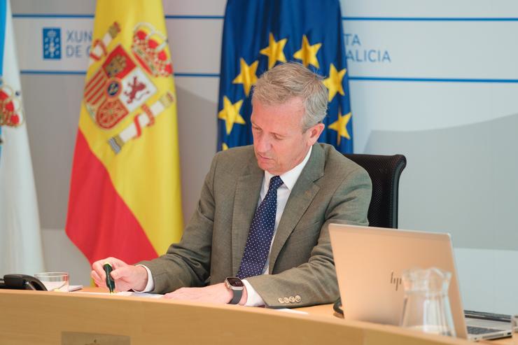 O presidente da Xunta, Alfonso Rueda, no Consello.. DAVID CABEZON @ XUNTA